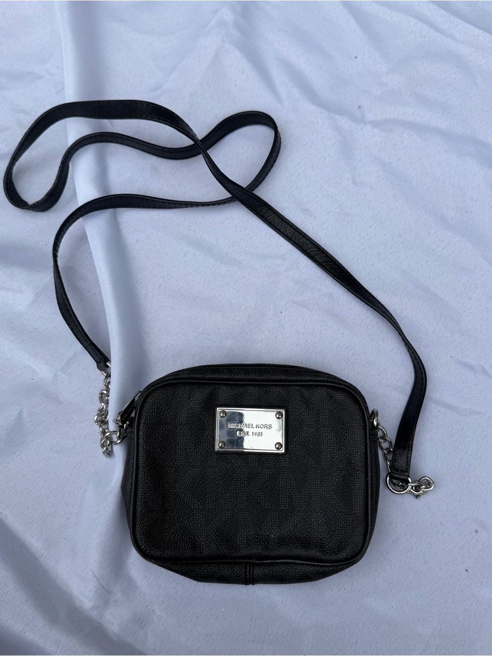 Michael Kors Black Crossbody Bag with Silver Hardware